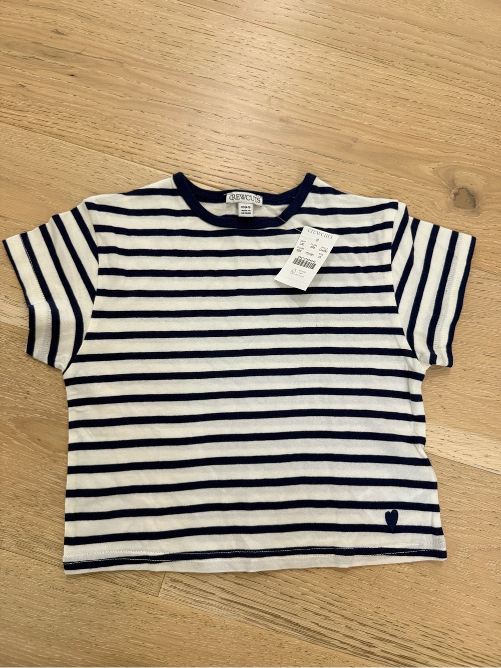 Crewcuts White and Navy Striped Short Sleeve Tee